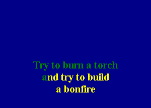 Try to burn a torch
and try to build
a bonflre