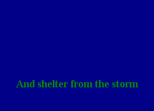 And shelter from the storm