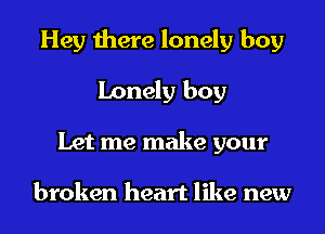 Hey there lonely boy
Lonely boy
Let me make your

broken heart like new