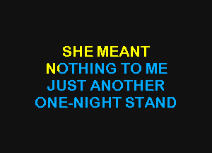 SHE MEANT
NOTHING TO ME

JUST ANOTHER
ONE-NIGHT STAND