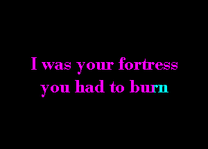 I was your fortress

you had to burn