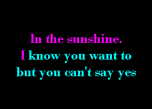 In the sunshine.

I know you want to
but you can't say yes