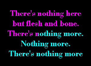 There's nothing here
but flesh and bone.
There's nothing more.

Nothing more.
There's nothing more