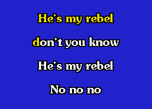 He's my rebel

don't you lmow

He's my rebel

No no no