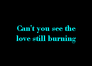 Can't you see the

love still burning