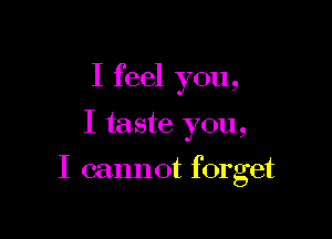 I feel you,

I taste you,

I cannot forget
