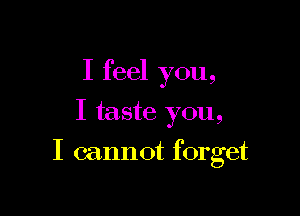 I feel you,
I taste you,

I cannot forget