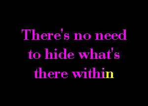 There's no need
to hide What's
there Within

g