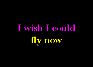 I Wish I could

fly now