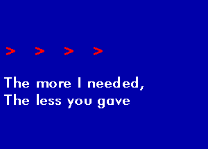 The more I needed,
The less you gave