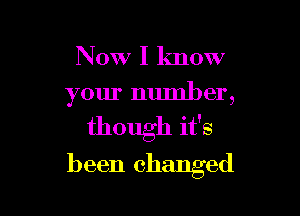 Now I know
your number,

though it's
been changed