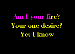 Am I your fire?

Your one desire?

Yes I know