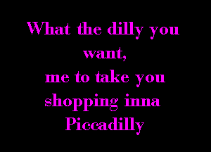 What the dilly you

want,
me to take you
shopping inna

Piccadilly