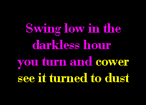 Swing 10W in the
darkless hour

you turn and cower
see it turned to dust
