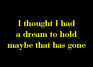 I thought I had
a dream to hold
maybe that has gone