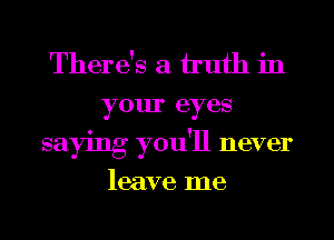 There's a truth in
your eyes
saying you'll never

leave me