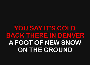 A FOOT OF NEW SNOW
ON THEGROUND