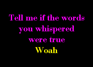 Tell me if the words
you Whispered

were true

W oah