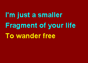 I'm just a smaller
Fragment of your life

To wander free