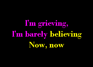 I'm grieving,

I'm barely believing

Now, now