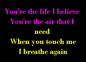 You're the life I believe
You're the air that I

need
When you touch me
I breathe again