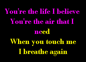 You're the life I believe
You're the air that I

need
When you touch me
I breathe again