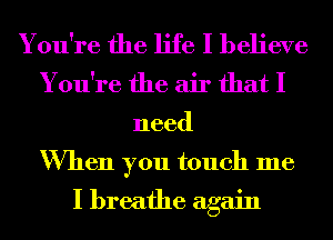 You're the life I believe
You're the air that I

need
When you touch me
I breathe again