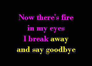 Now there's fire
in my eyes
I break away

and say goodbye