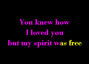 You knew how
I loved you

but my Spirit was free