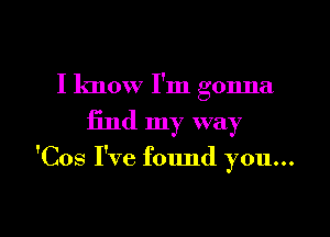 I know I'm gonna

find my way

'Cos I've found you...