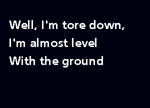 Well, I'm tore down,
I'm almost level

With the ground