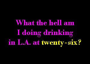 What the hell am
I doing drinking
in LA. at twenty-six?