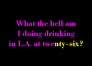 What the hell am
I doing drinking
in LA. at twenty-six?