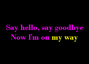 Say hello, say goodbye

Now I'm on my way