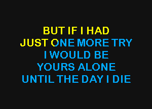 BUT IF I HAD
JUST ONE MORETRY

IWOULD BE
YOURS ALONE
UNTILTHE DAY I DIE