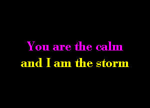 You are the calm

and I am the storm