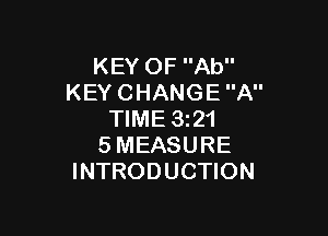 KEY OF Ab
KEY CHANGE A

TIME 3121
SMEASURE
INTRODUCTION
