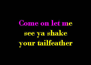 Come on let me

see ya shake
your tailfeather