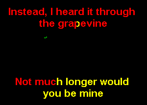 Instead, I heard it through
the grapevine

J

Not much longer would
you be mine
