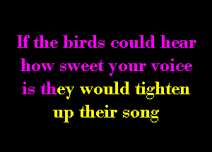 If the birds could hear

how sweet your voice
is they would tighten

up their song