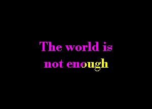 The world is

not enough