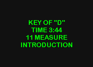 KEY OF D
TIME 3244

11 MEASURE
INTRODUCTION