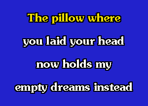 The pillow where
you laid your head
now holds my

empty dreams instead