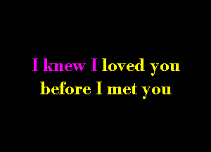 I knew I loved you

before I met you