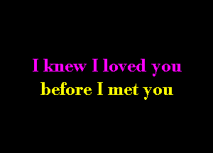 I knew I loved you

before I met you