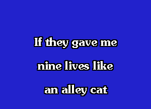 If they gave me

nine lives like

an alley cat