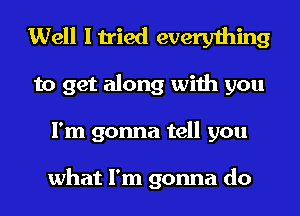 Well ltried everything
to get along with you
I'm gonna tell you

what I'm gonna do