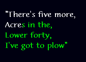 'There's five more,
Acres in the,

Lower forty,
I've got to plow'1