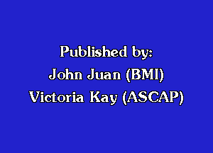 Published by
John Juan (BMI)

Victoria Kay (ASCAP)