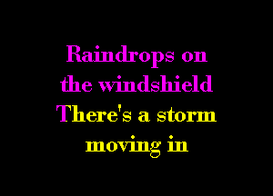Raindrops on
the Windshield

There's a storm

moving in

g